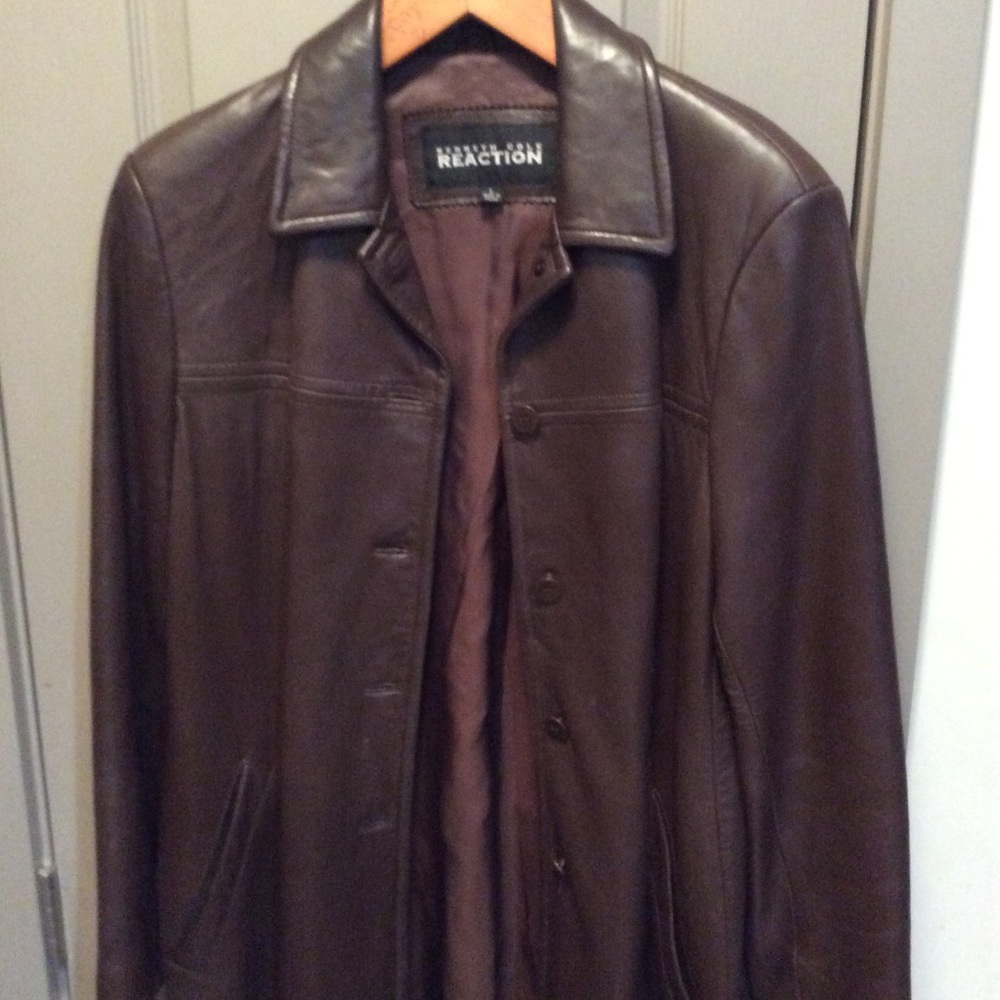Brown leather Kenneth Cole Reaction coat